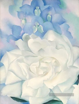 Blanc rose avec Larkspur NO2 Georgia Okeeffe modernisme américain Precisionism Peinture à l'huile